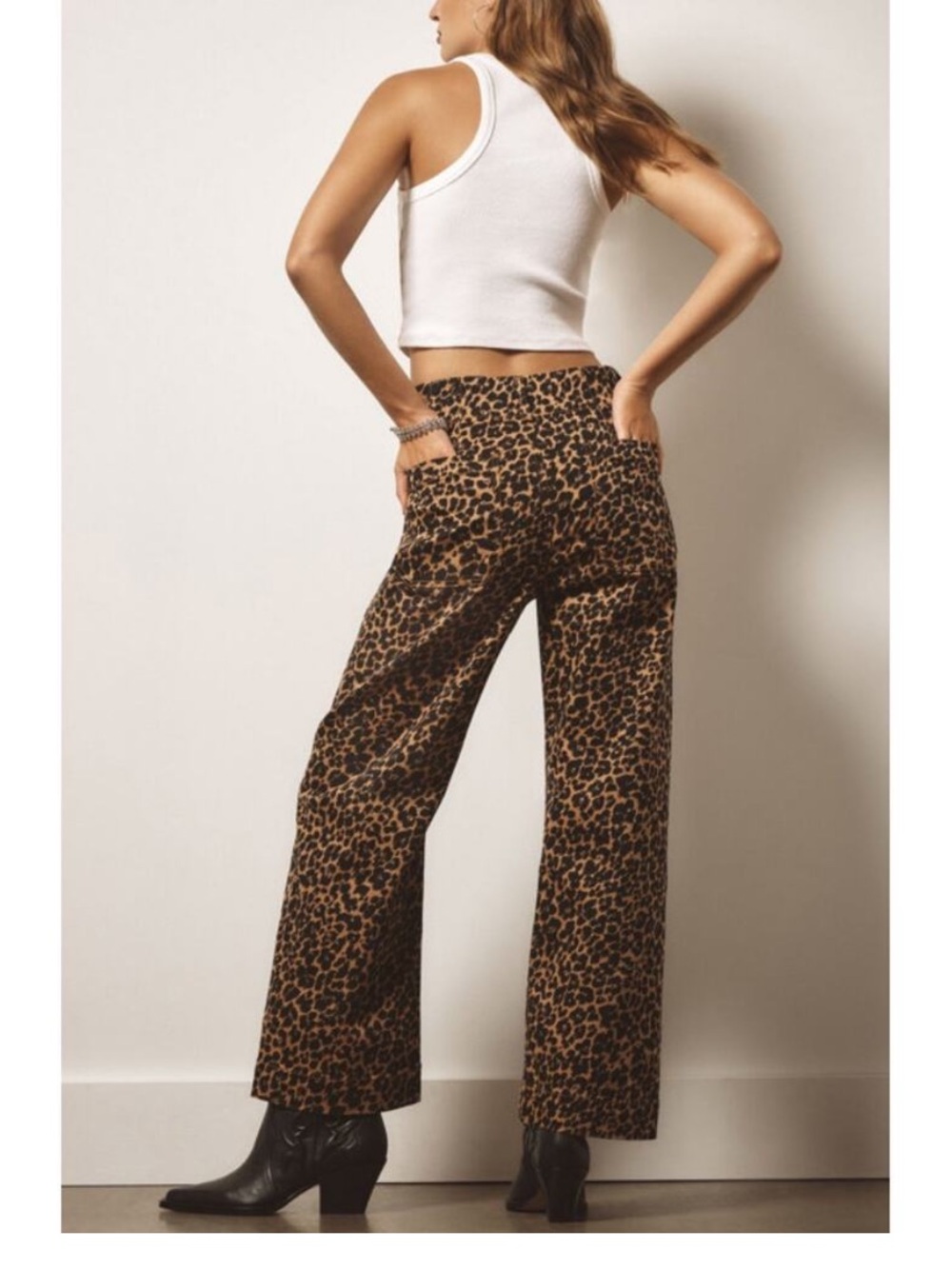 Anthropologie Maeve Colette Crop High-Rise Wide-Leg Jeans in Leopard Print - 27 - Picture 3 of 9